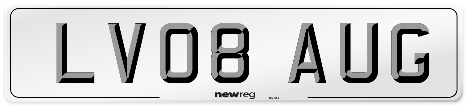 LV08 AUG Number Plate from New Reg